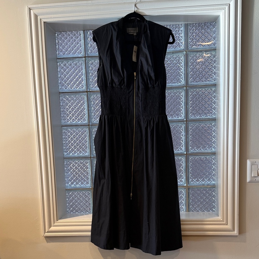 Anthropologie NWT The Tommie Black Midi Dress with Front Zip - still in stores. - Picture 3 of 7